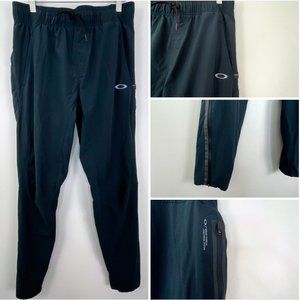 Oakley Black Drawstring Tapered Leg with Ankle Zippers Reflective Stripe Pants